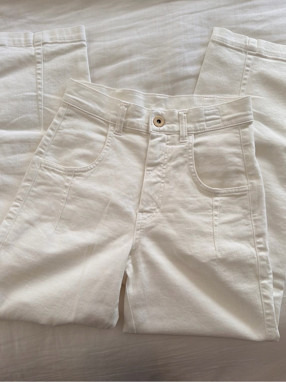 Eleventy Ivory High-Rise Jeans